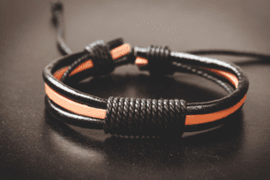 The bracelet is made from leather